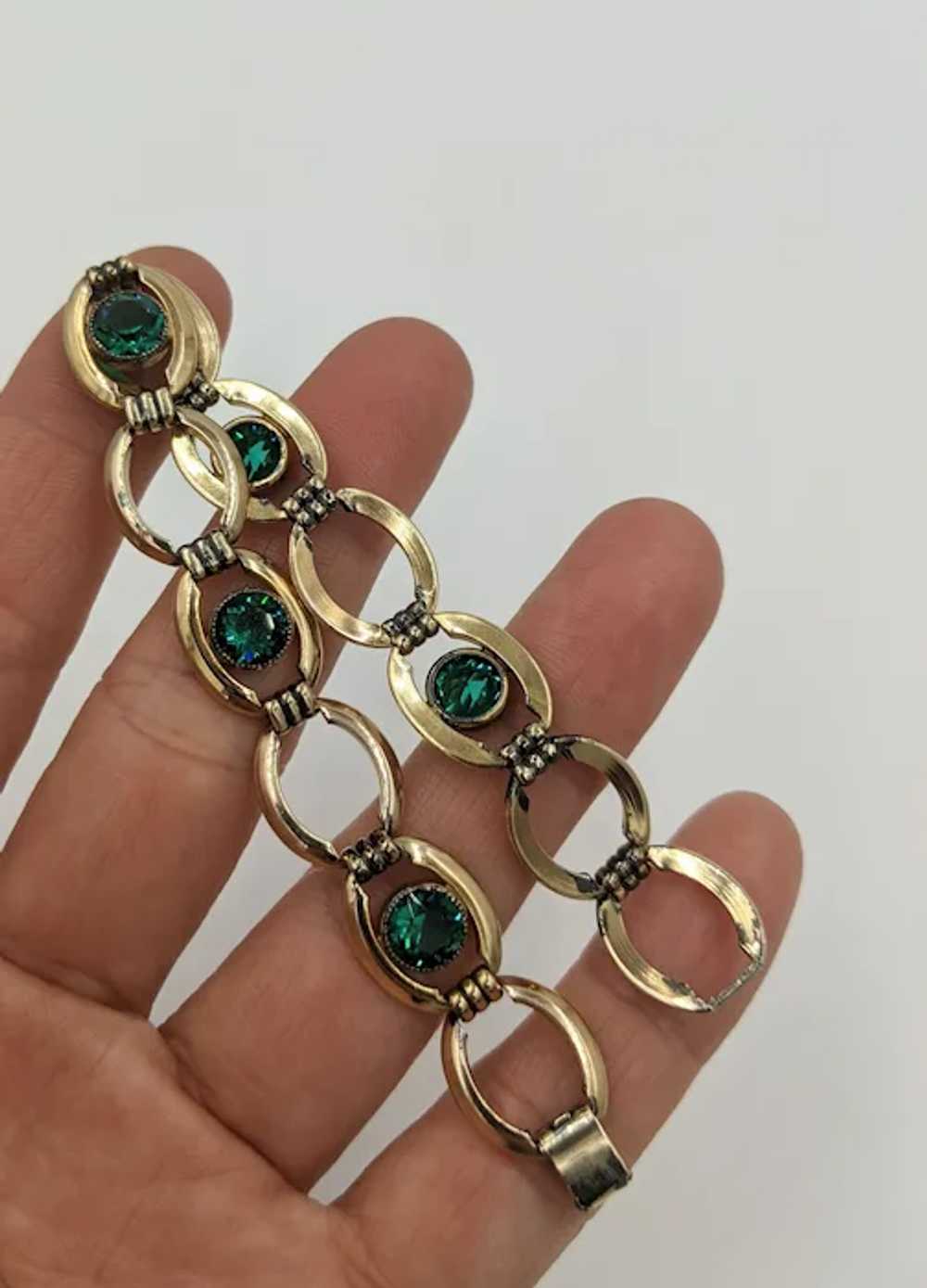 1940's Simmons Vintage Gold Filled Emerald Green … - image 4