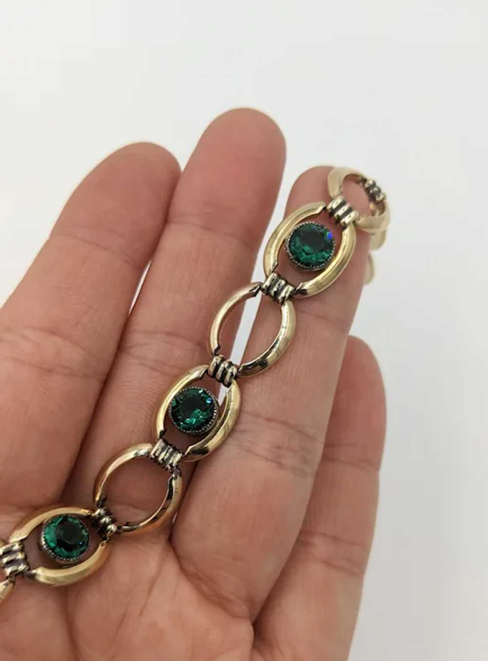 1940's Simmons Vintage Gold Filled Emerald Green … - image 5