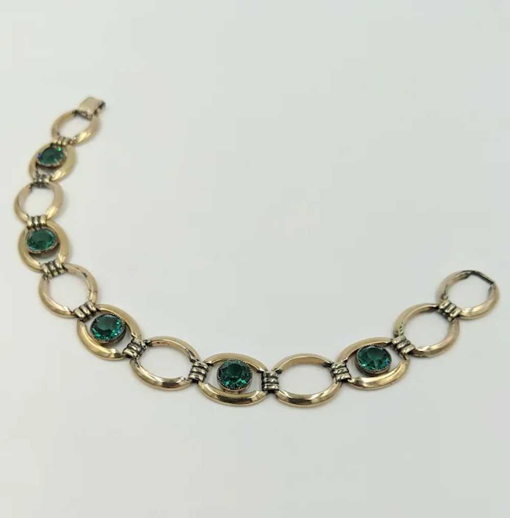 1940's Simmons Vintage Gold Filled Emerald Green … - image 7