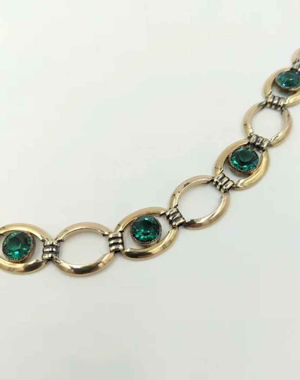 1940's Simmons Vintage Gold Filled Emerald Green … - image 8