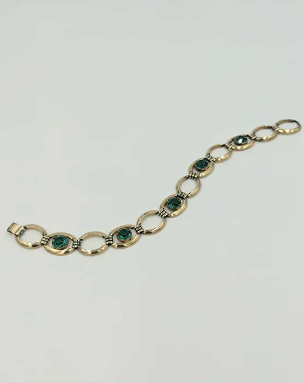 1940's Simmons Vintage Gold Filled Emerald Green … - image 9