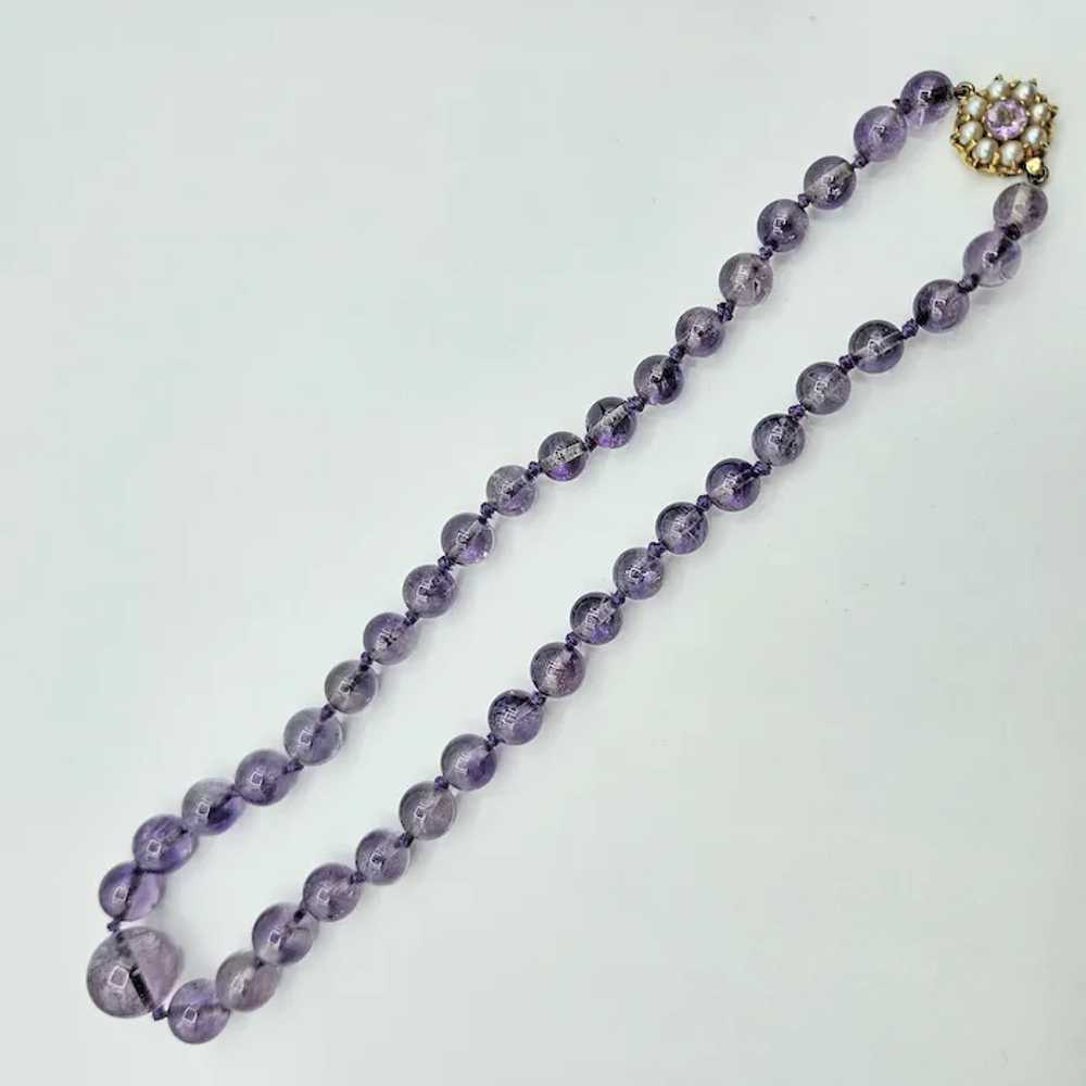 Amethyst Quartz Bead Necklace w/ Vermeil Gemstone… - image 2