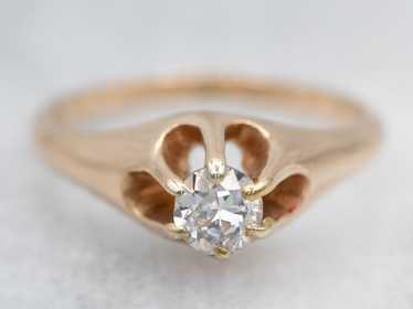 Victorian Style Diamond Belcher Solitaire Ring - image 1