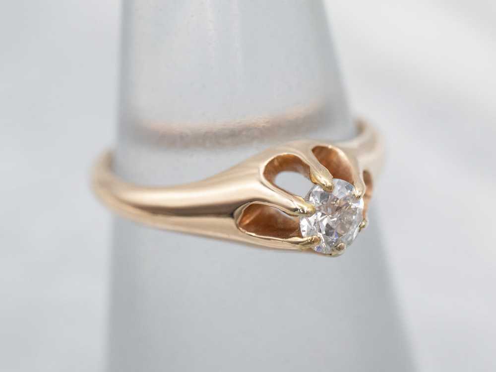 Victorian Style Diamond Belcher Solitaire Ring - image 3