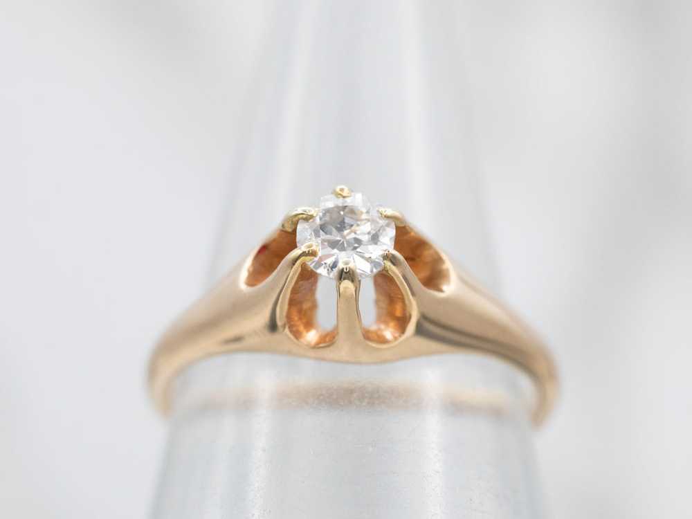 Victorian Style Diamond Belcher Solitaire Ring - image 4