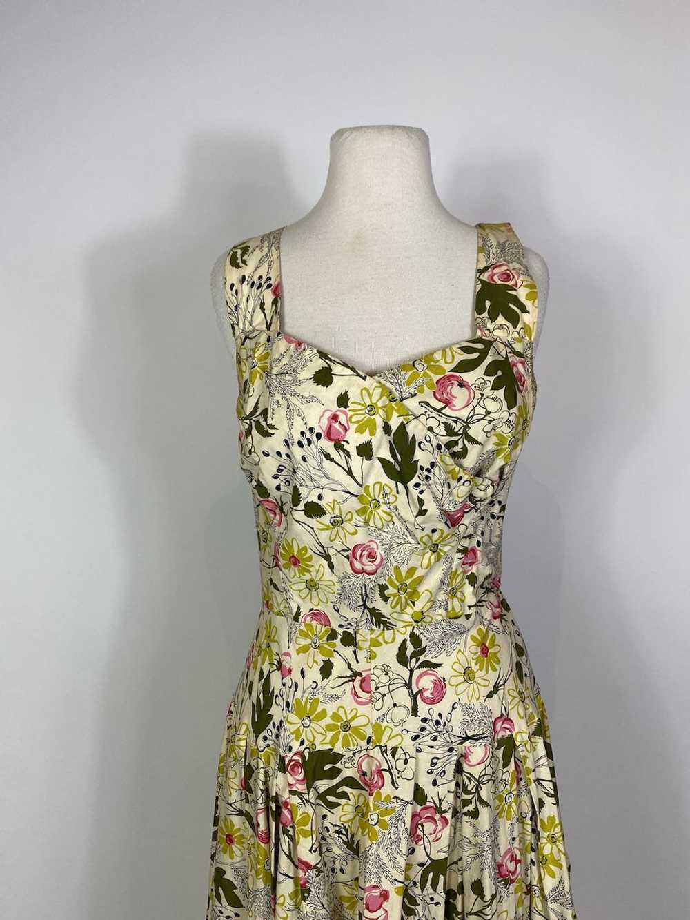 1950s - 1960s Garden Floral Print Cotton Maxi Dre… - image 2