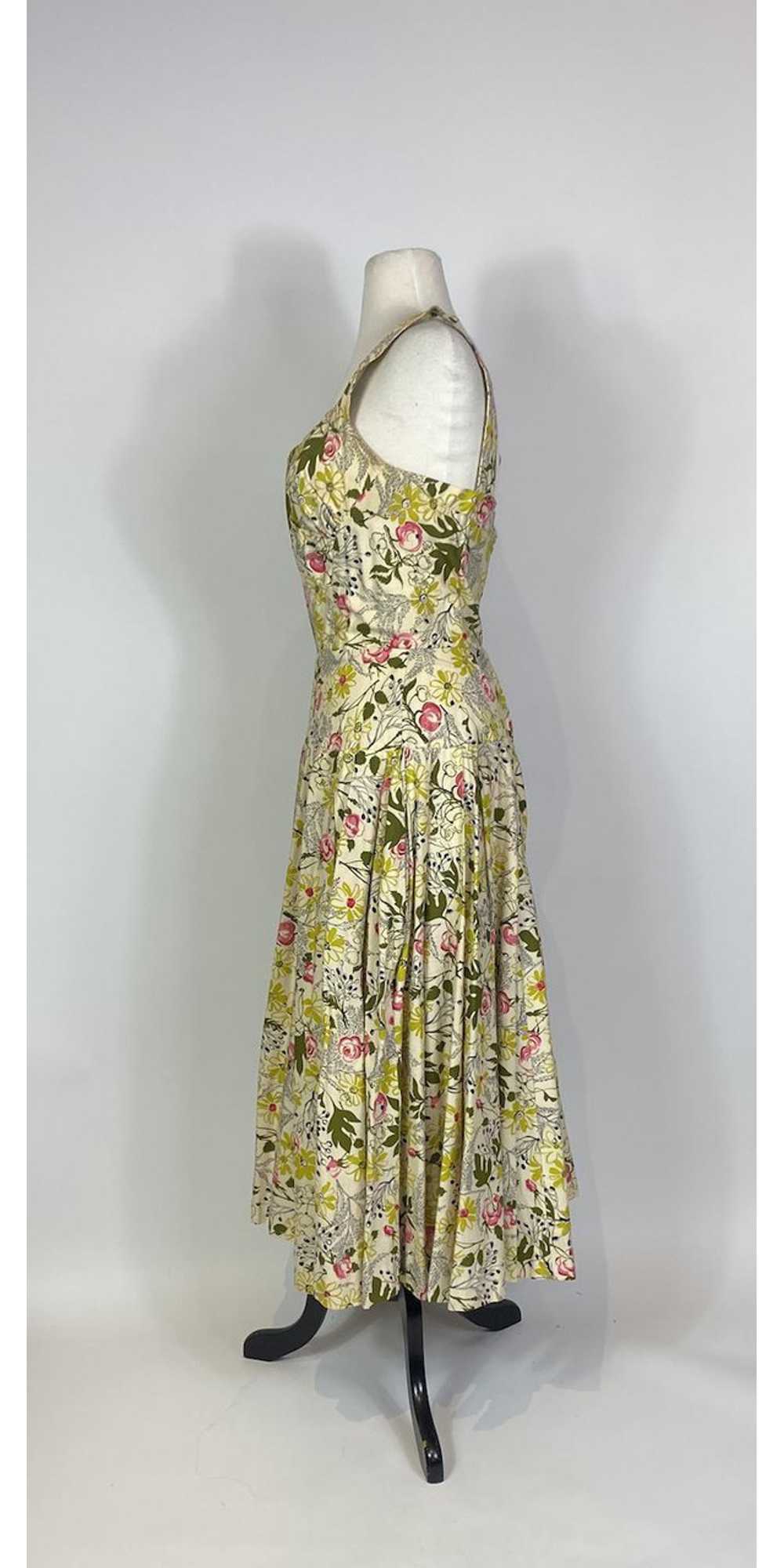 1950s - 1960s Garden Floral Print Cotton Maxi Dre… - image 4