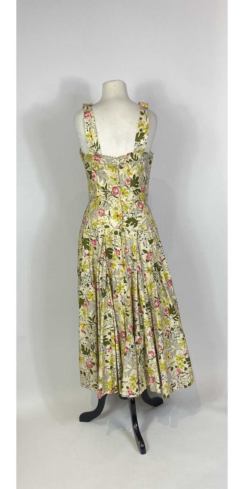 1950s - 1960s Garden Floral Print Cotton Maxi Dre… - image 6