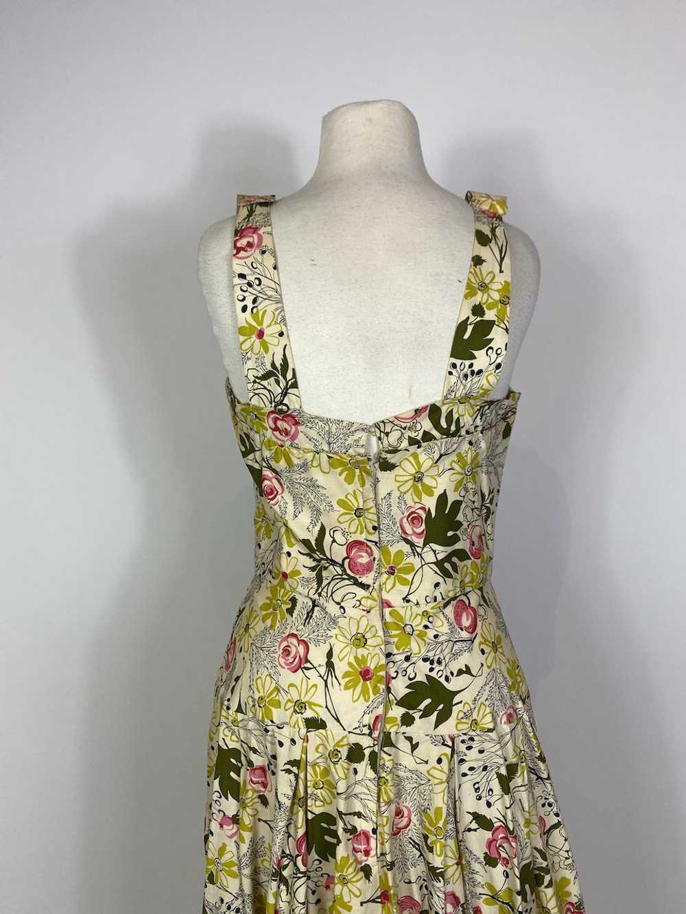 1950s - 1960s Garden Floral Print Cotton Maxi Dre… - image 7