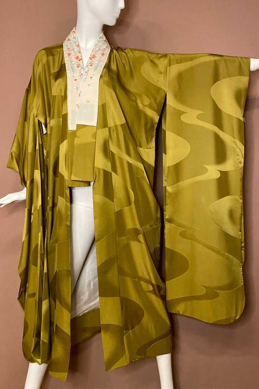 MATCHA GREEN SILK KIMONO - image 1