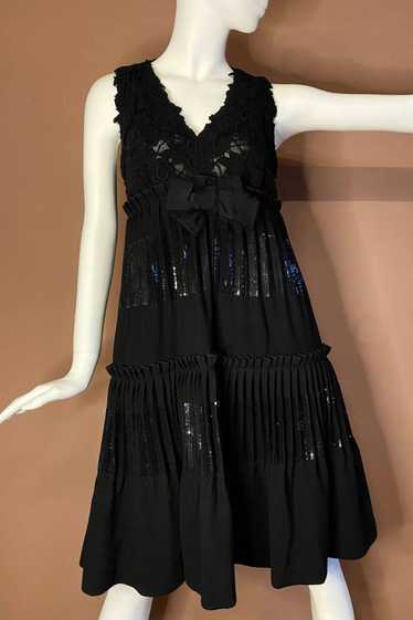 GIAMBATTISTA VALLI PLEATED WOOL AND LACE DRESS - image 1