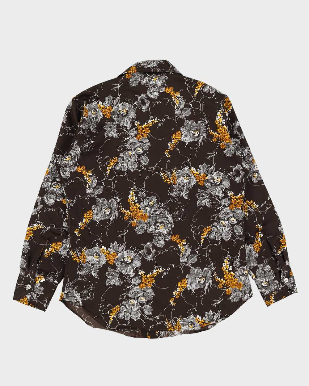 Vintage 90s Da Vinci Roma Brown Floral Shirt - L - image 2