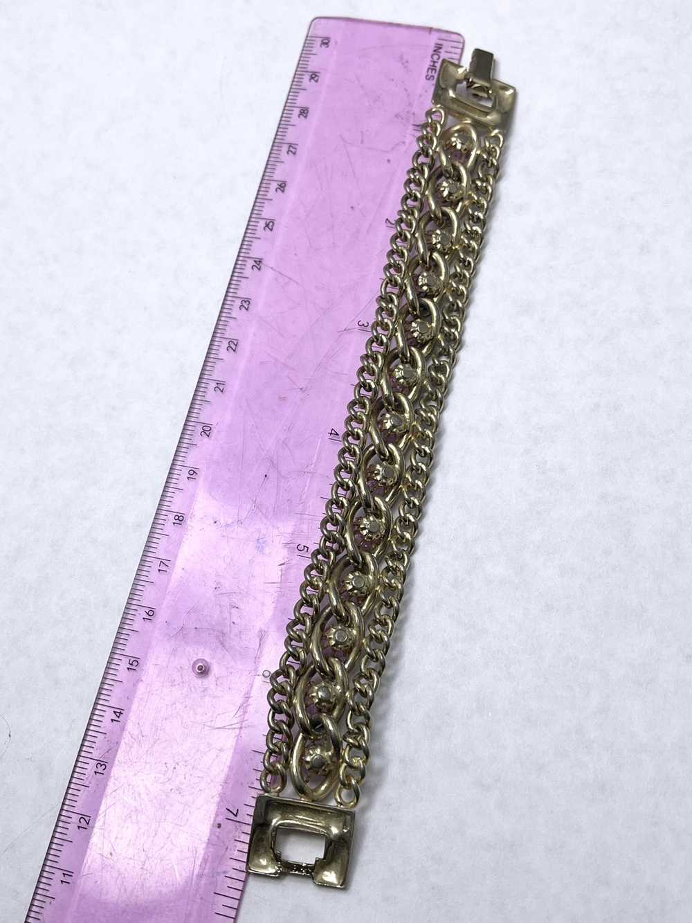 Vintage Vintage Gold Chain Purple Crystal Bracelet - image 2