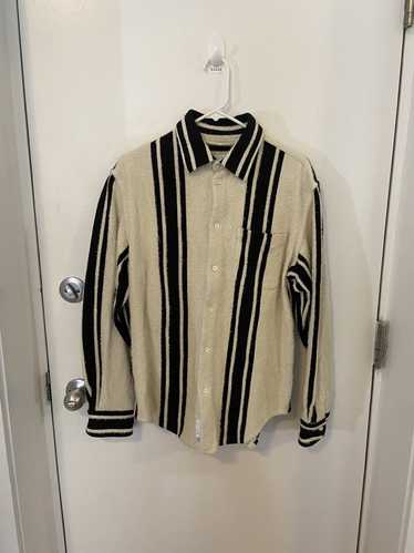 4sdesigns 4SDesigns Stripes Fuzzy Button Up in Off