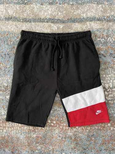 Nike × Vintage VTG Nike Fleece Short Red Black Whi