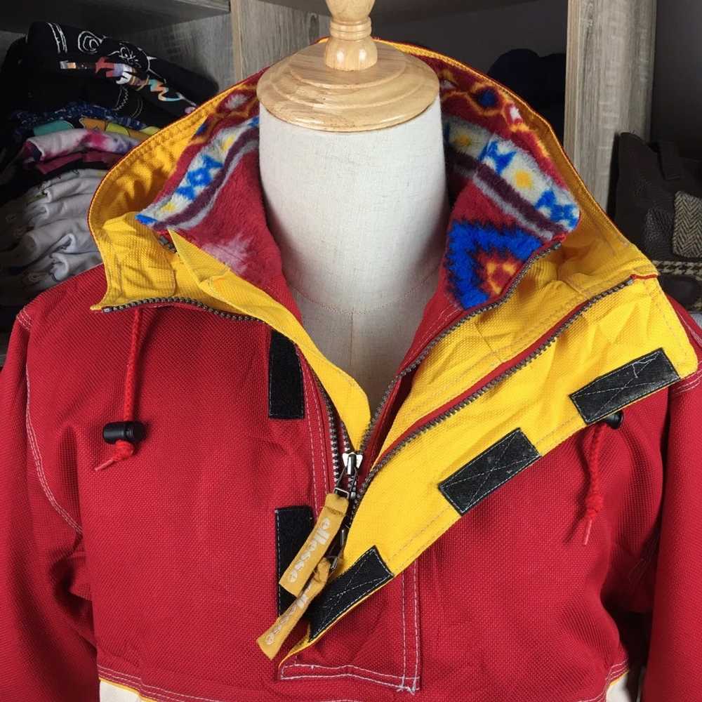 Vintage SOS Sportswear 💯%Polyester Pullover Ski Sweater S Red Black Yellow  Blue