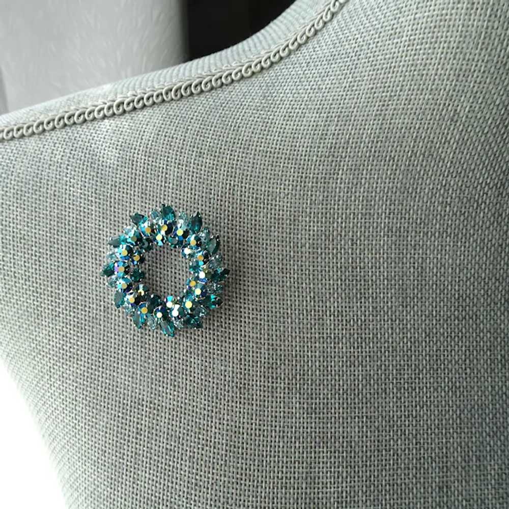 STRIKING Sherman Signed Brooch,Swarovski Peacock … - image 2