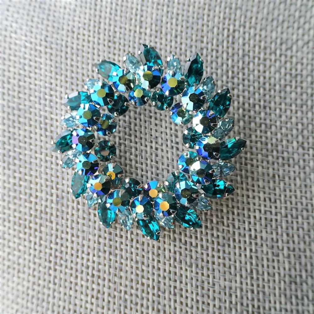 STRIKING Sherman Signed Brooch,Swarovski Peacock … - image 3