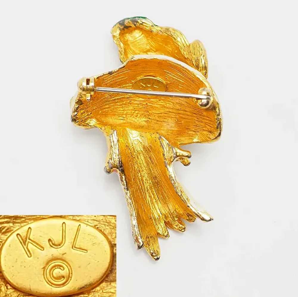 Rare vintage gold tone metal enamel Frog on Mushr… - image 3