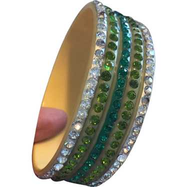 WIDE Art Deco Celluloid Rhinestone Sparkle Bangle… - image 1