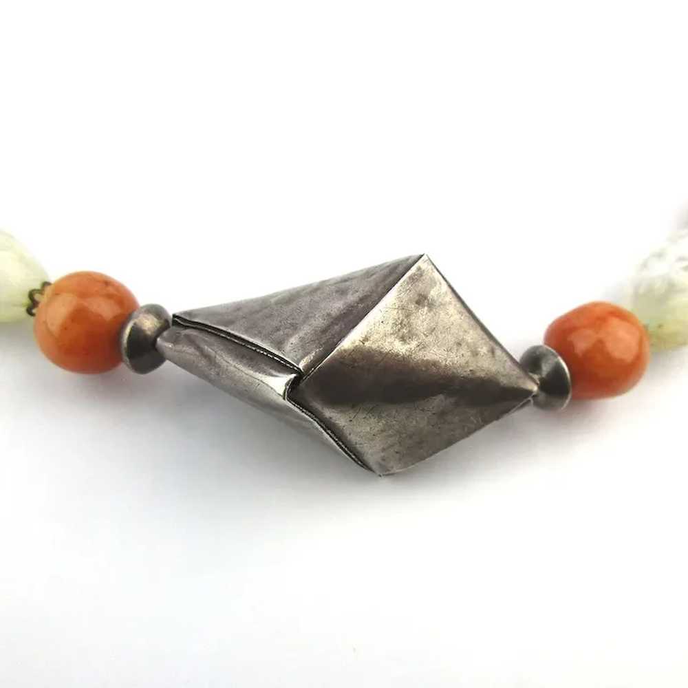 Unique Necklace Folded Sterling Silver Art Glass … - image 3