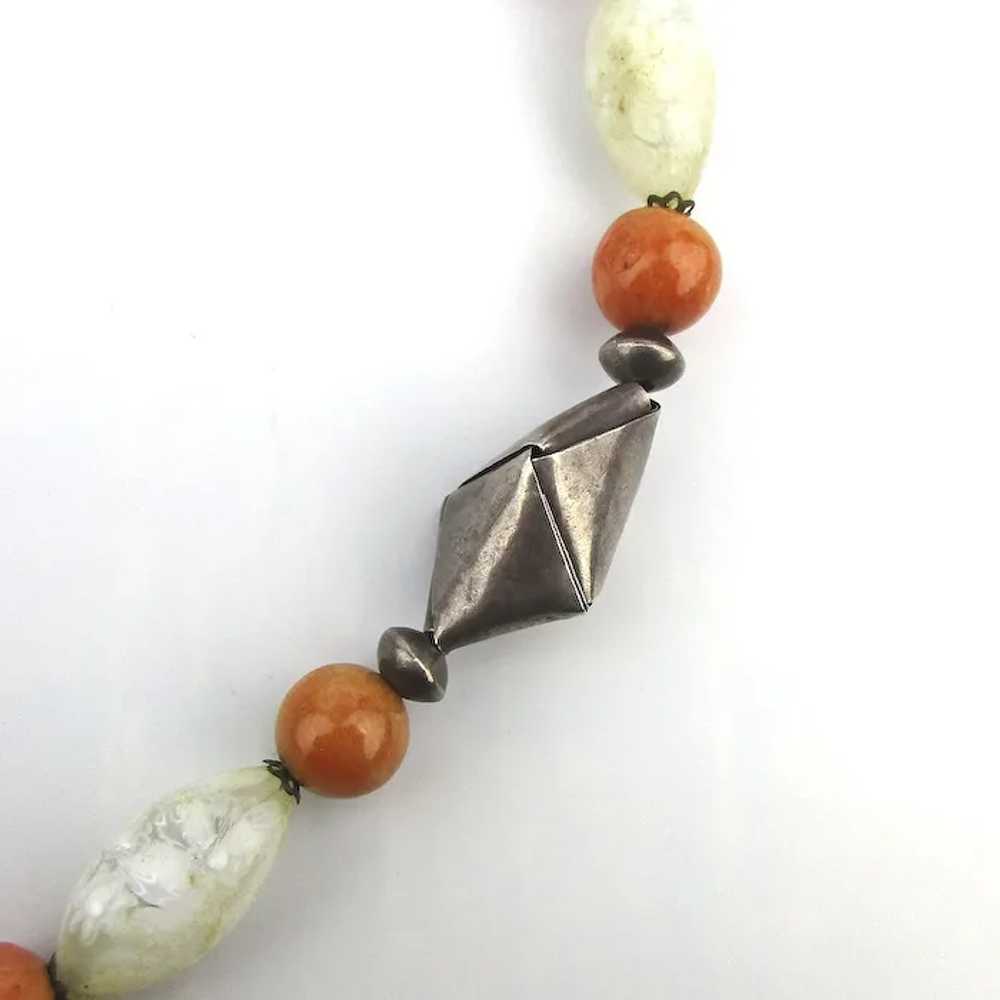 Unique Necklace Folded Sterling Silver Art Glass … - image 4