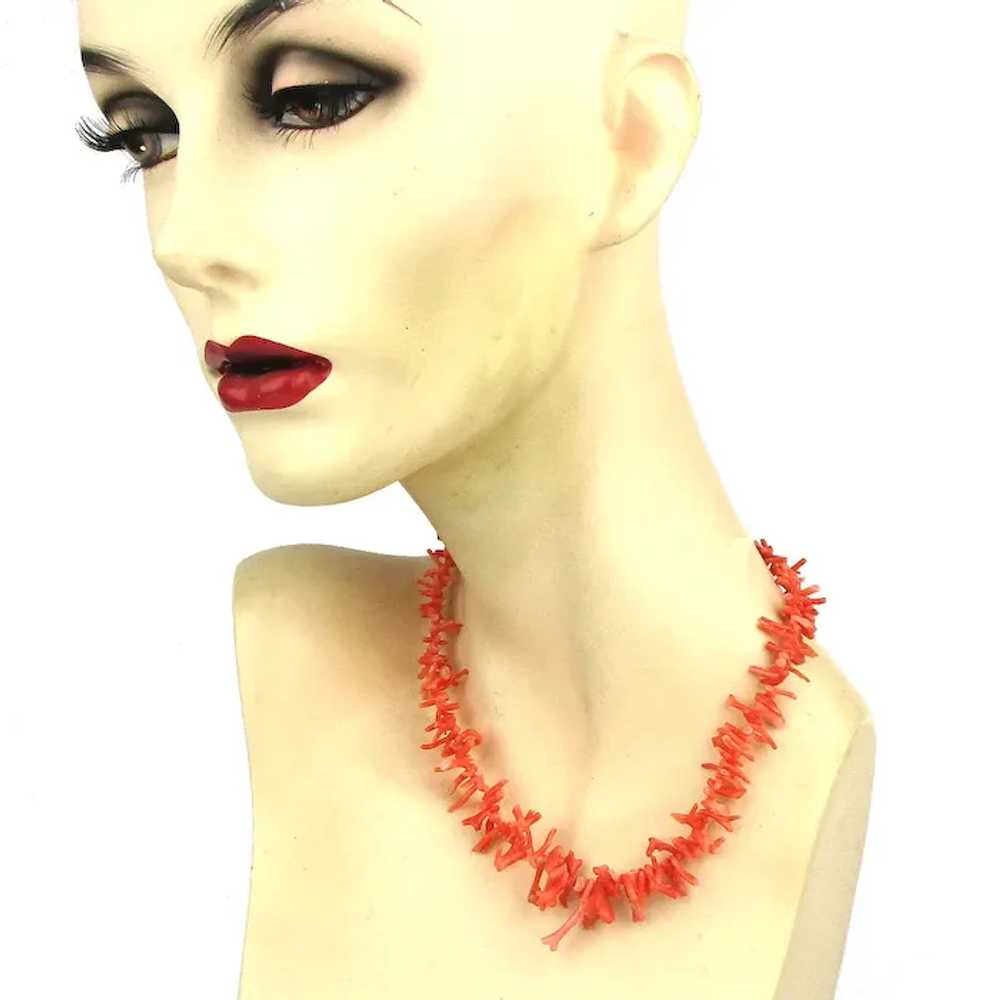 Vintage Pink Branch Coral Necklace - image 3