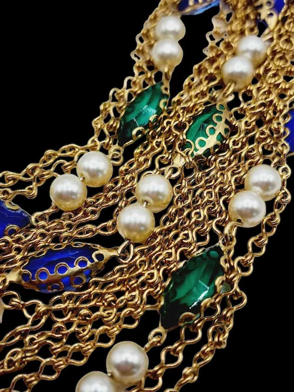 Vintage 80s Multi Glass & Chain Necklace (A1247) - image 2