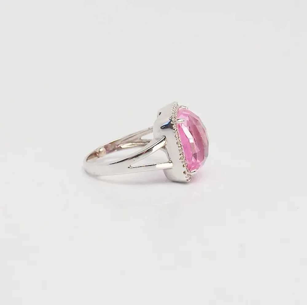 Gorgeous 14k white gold diamonds square cut pink … - image 3