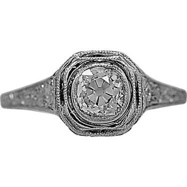 Edwardian .46ct. Diamond & Platinum Antique Engag… - image 1