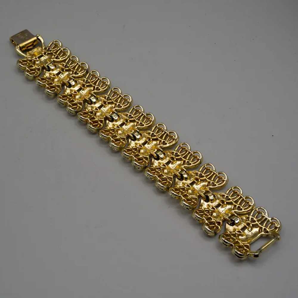 Coro Bracelet - Wide Bright Goldtone Links - image 2