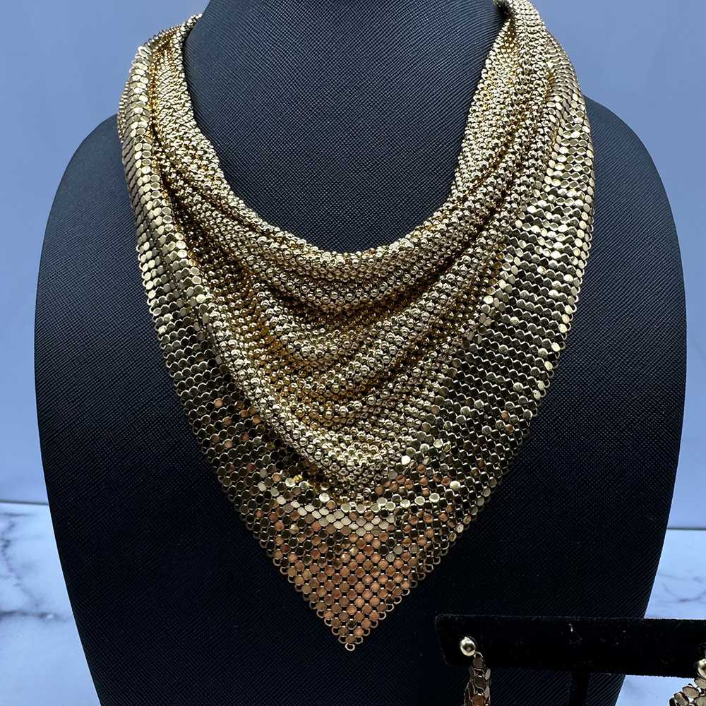 Fabulous Vintage Whiting and Davis Mesh Bib Neckl… - image 2