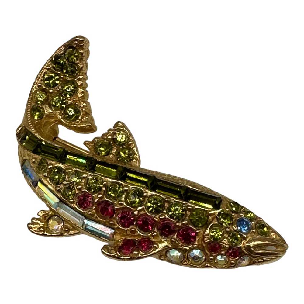 Pell MBB Rhinestone Fish Pin - image 1