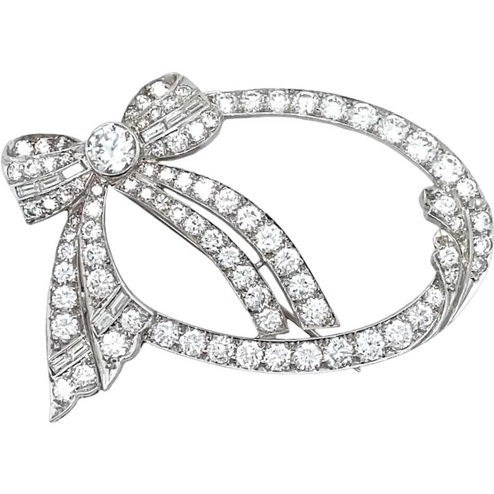 Art Deco Platinum Diamond Brooch - image 1