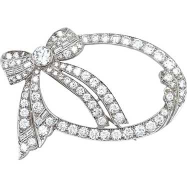 Art Deco Platinum Diamond Brooch - image 1