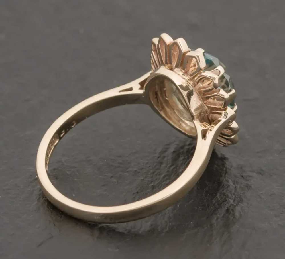 Vintage 9ct Gold & Natural Blue Zircon Ring 1960'… - image 8