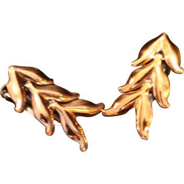 Renoir Copper Leaf Earrings Clips - image 1