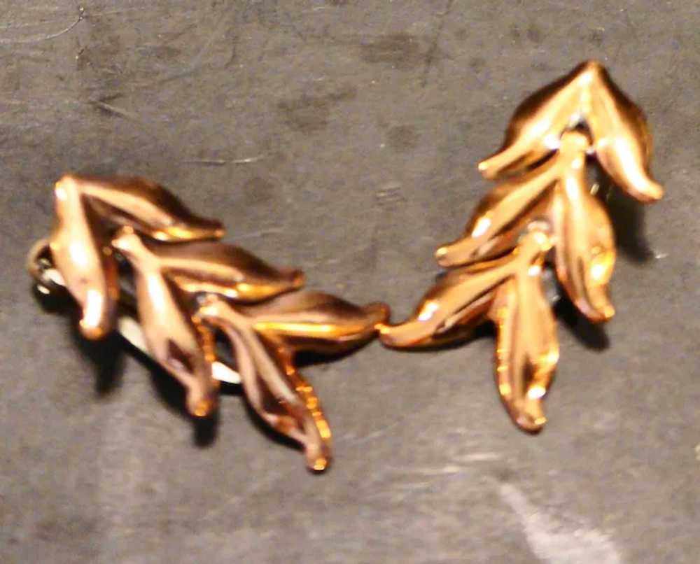 Renoir Copper Leaf Earrings Clips - image 3