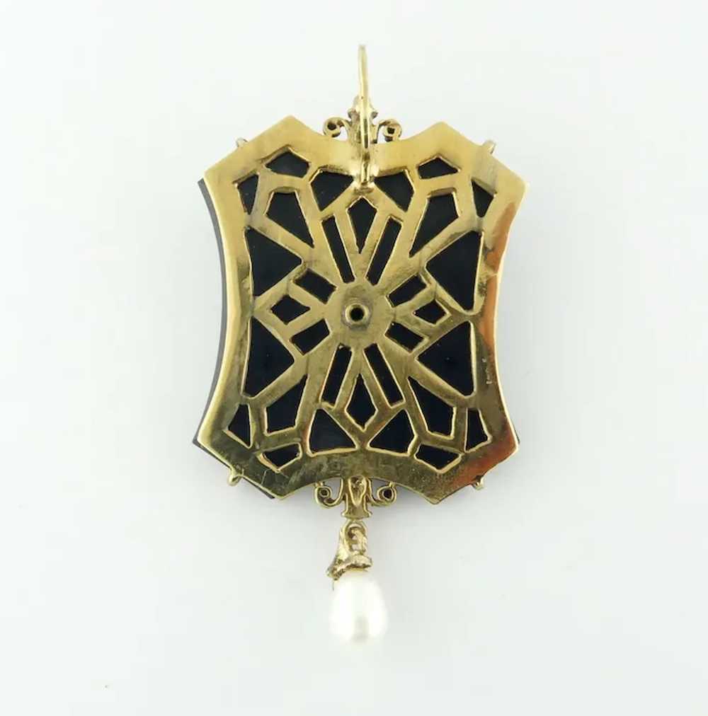 Antique Art Nouveau 14K Yellow Gold and Onyx Woma… - image 7