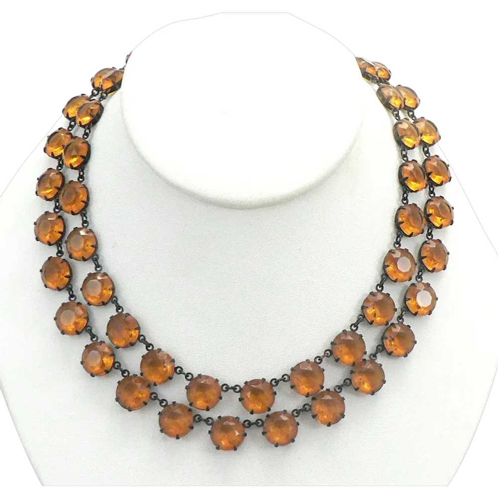 Amber Glass Crystal Double Strand Adjustable Neck… - image 1