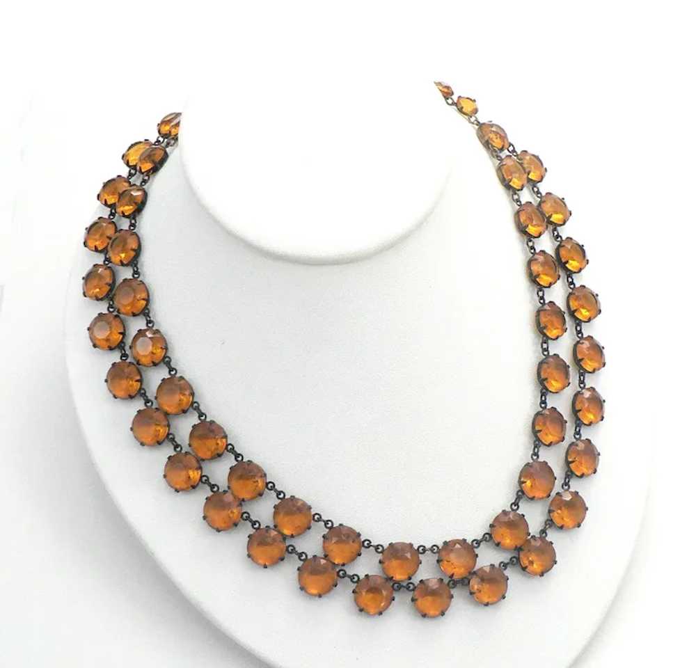 Amber Glass Crystal Double Strand Adjustable Neck… - image 2