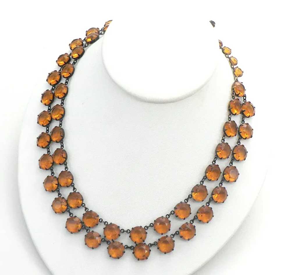 Amber Glass Crystal Double Strand Adjustable Neck… - image 3