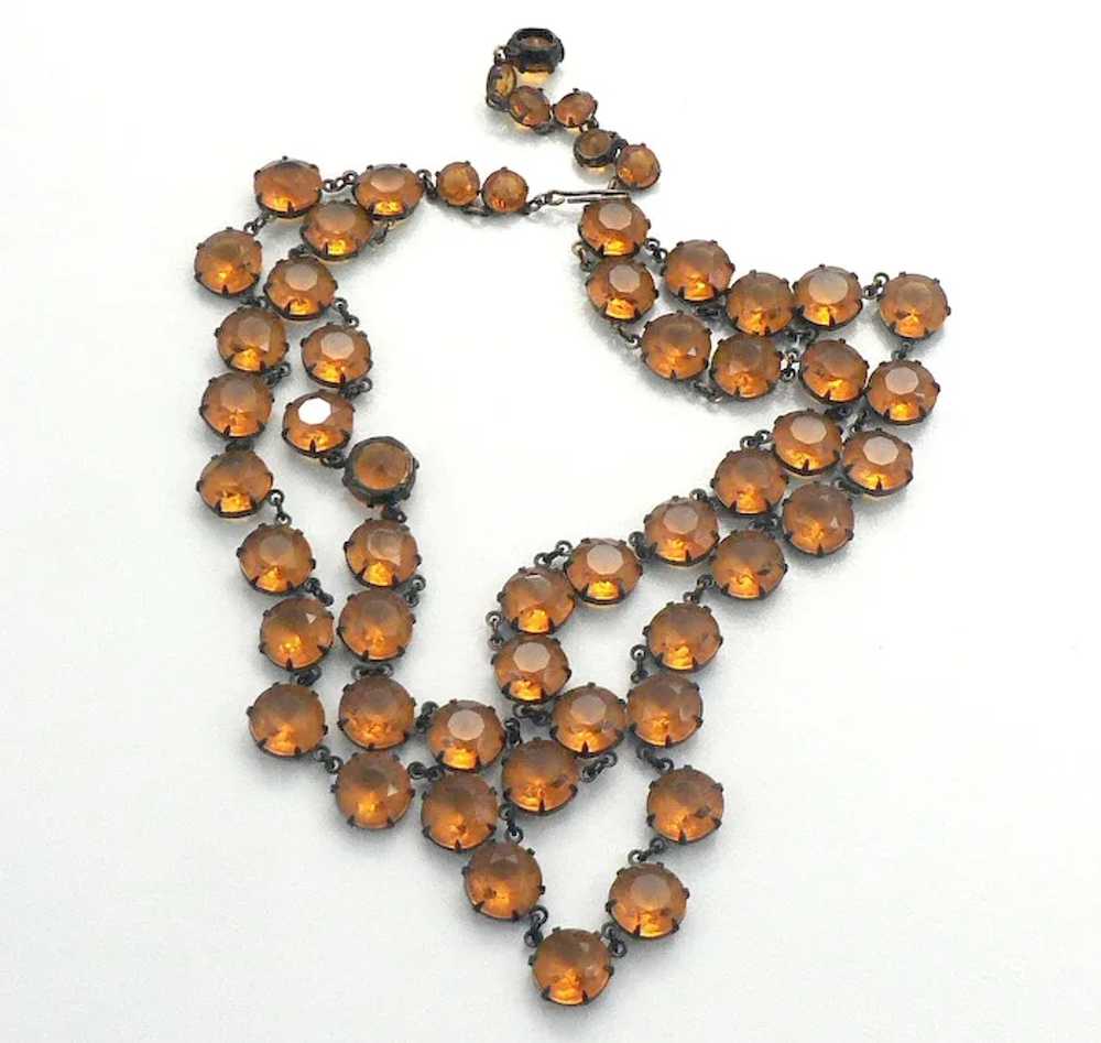 Amber Glass Crystal Double Strand Adjustable Neck… - image 4