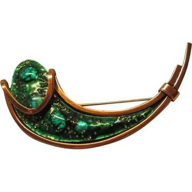 Matisse Renoir Green Sugar Glass Enamel Brooch an… - image 1