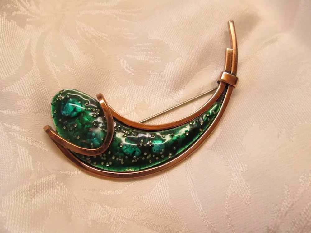 Matisse Renoir Green Sugar Glass Enamel Brooch an… - image 2