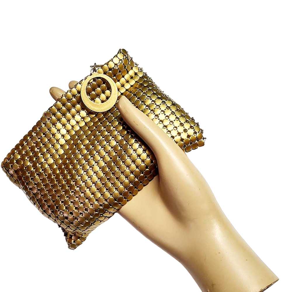 Small 1940s Vintage Gold Metal Mesh Clutch Evenin… - image 1