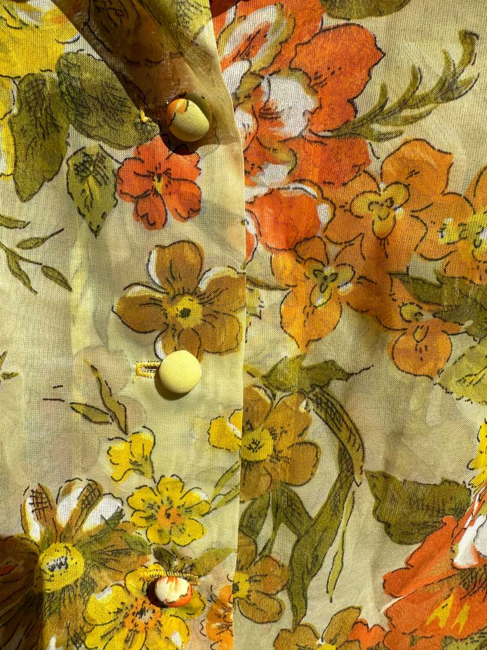 1960's Yellow Floral Chiffon Dress - image 4