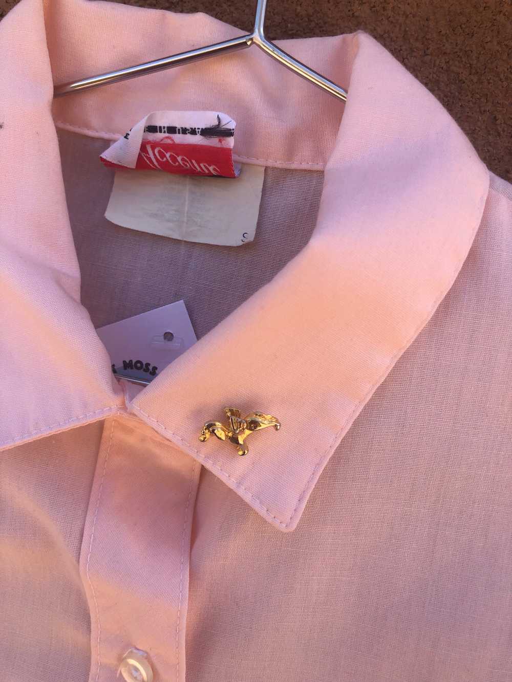 Pink 80's Blouse with Puppy Pin - image 2