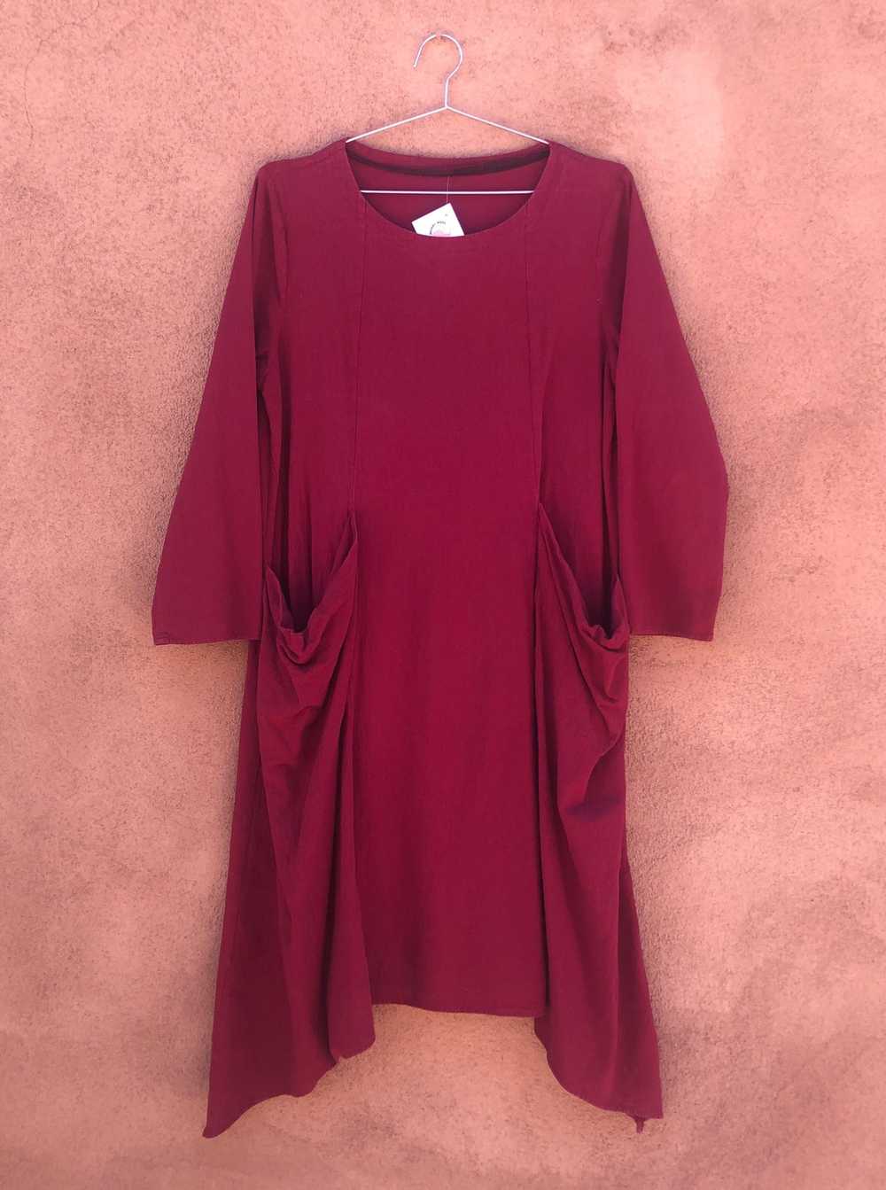 Loose and Comfy Cotton Dress with Oversized Pocke… - image 1