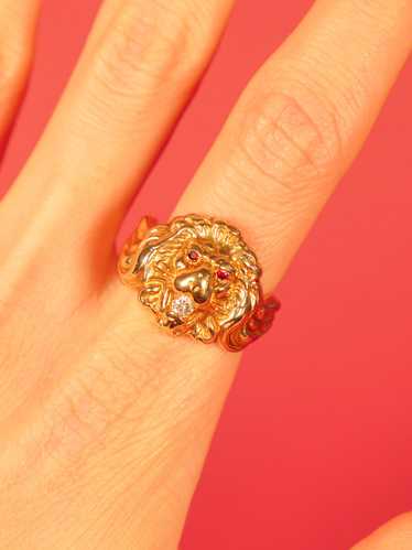 Antique 14k Lion Ring - image 1
